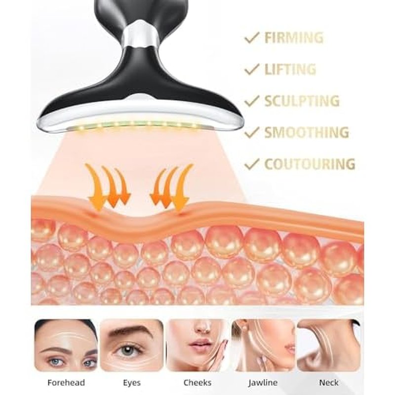 7-in-1 Facial Sculptor Massager, Red Light Therapy for face, 7 Color Modes with Heating & Vibration, Portable Face Massager Tool for Wrinkles & Skin Tone, Arc Design for Better Cream Absorption