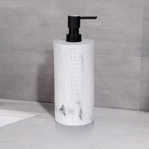 Conditioner Dispenser Luxurious Refillable Pump Bottle with Embossed Text, Durable Construction for Bathroom and Kitchen