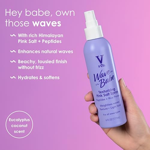 V&Co. Beach Wave Texturizing Spray with Pink Salt, 6 oz (2 Pack)