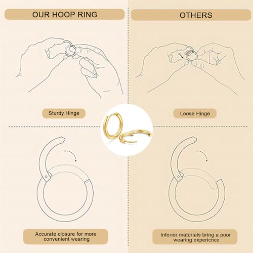 4 Pairs Gold Hoop Earrings Set for Women, 14k Gold Plated Cartilage Hoop Earring Hypoallergenic Non Tarnish Small Hoop Earrings for 2nd 3rd Hole Gold Huggie Hoop Earrings for Women Men Gifts (Gold)