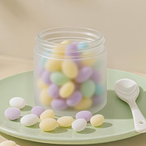 4oz Jars with Lids, Hoa Kinh 12 Pack Frosted Glass Jars with Lids Empty Cosmetic Containers Round Airtight Glass Jar with Inner Liners and Woodgrain Lid for Storing Lotions, Powders, and Ointments