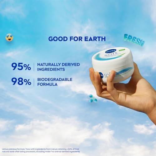 NIVEA Soft Light Moisturizer Cream, with Vitamin E & Jojoba Oil for Face, Hands and Body, 100 ml