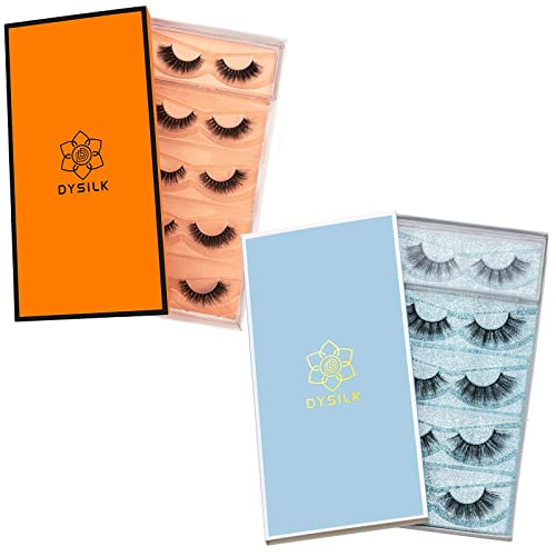 DYSILK 6D Faux Mink Eyelashes - 5 Pairs Fluffy Natural Look
