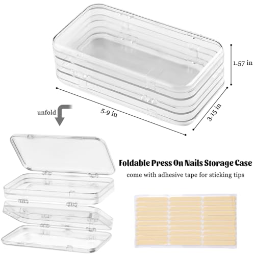 Fcozpjk Press On Nail Organizer Case - Tri-Fold Clear Acrylic Storage