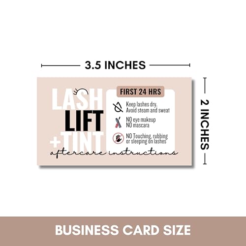 Lash Lift Aftercare Cards - 55 Pack, 3.5x2 High Gloss