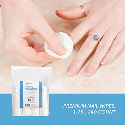 ForPro Lint-Free Cotton Nail Wipes - 1.75" Easy-Grip Rounds (240 Count)