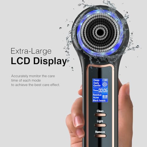 Umickoo Black Rechargeable Rotating Face Scrubber with Blackhead Removal - Waterproof, 3-in-1 Skin Care Device