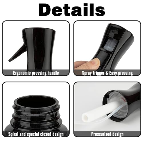 Zuhose 200ml Black Spray Bottle for Hair, Plants, Skin Care & Cleaning