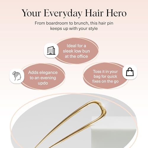 Kitsch Gold Metal French Hair Pin, U-Shaped Hair Fork for Updos & Buns
