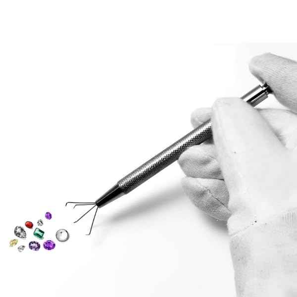 ATAR Diamond Holder Tweezer 4 Prong Professional Pick-up Tool Stainless Steel Jewelry Locking Grabber (ATDP4)