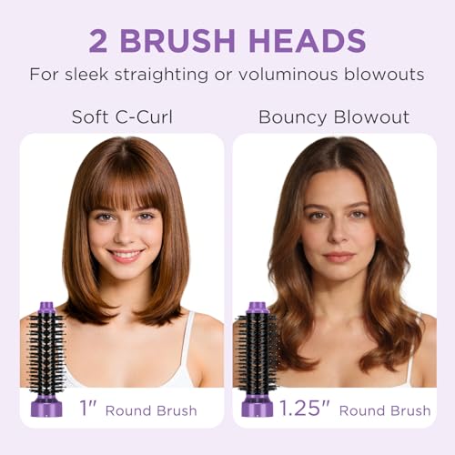 Aima Beauty Purple Blow Dryer Brush Set with 1" & 1.25" Round Barrel - 2-in-1 Styling Tool