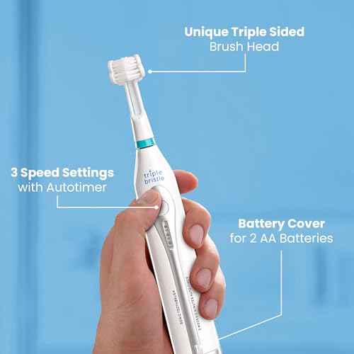 Triple Bristle GO | Portable Battery Sonic Travel Toothbrush | Three Cleaning Modes | Soft Nylon Bristles | Also for Autistic Special Needs Adults and Kids | Oral Care Kit