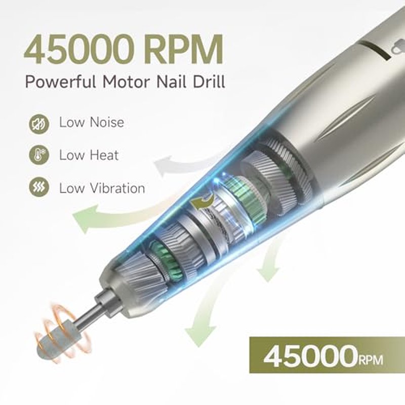 Professional 45000RPM Electric Nail Drill Kit with 11 Bits & 50 Bands