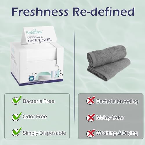 Disposable Face Towel, Clean Towel, Extra Large 12" x 10", Soft Dry Wipe Face Wash, Makeup Remover, Biodegradable Towelette for Sensitive Skin 320 Count (4 Pack)