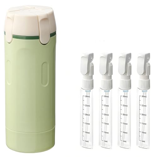 EdenEcho 4-in-1 Travel Dispenser Set - Green, Leak-Proof 30ML Bottles with Stickers
