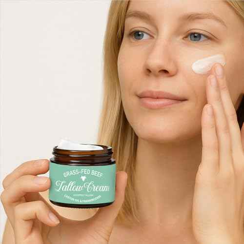 Organic Grass Fed Whipped Tallow Cream with Castor Oil & Frankincense Oil, All-Natural Moisturizer, Hydrating Beef Tallow Moisturizer Cream and Manuka Honey Balm for Skin (1)