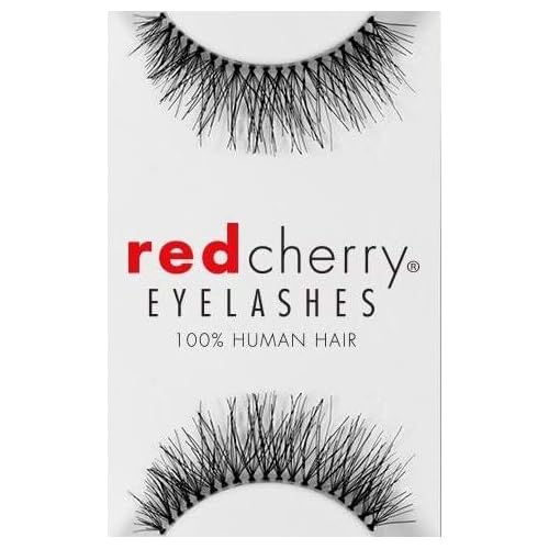 Red Cherry #213 False Eyelashes, 100% Human Hair, Black, Pack of 6 Pairs