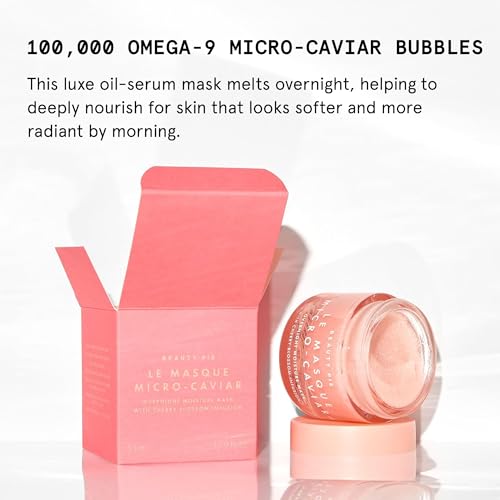 Beauty Pie Le Masque Micro-Caviar Overnight Moisture Mask | Omega-9 Micro-Bubble Oil-in-Serum Treatment & Soothing Cherry Blossom + Saffron Mask for Dry, Dull Skin