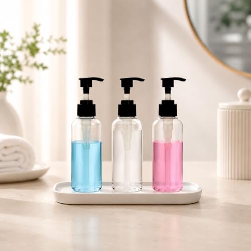 Jansburg 3 Pack 4oz Clear Pump Bottles - Leakproof Dispensers