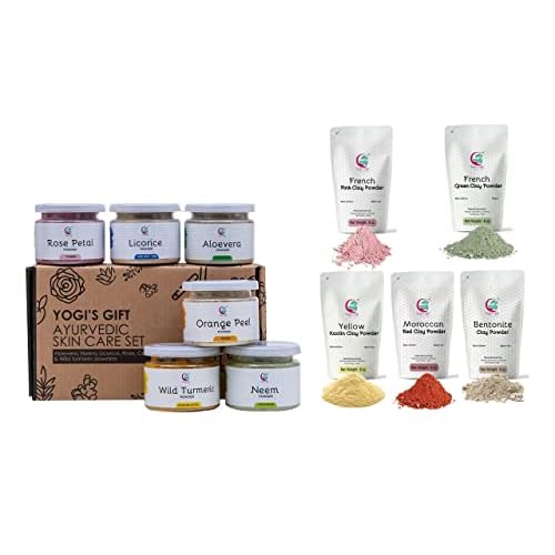 YOGI¡¯S GIFT ? Celebrating health Multi Pack | Ayurvedic Skin Care Sampler + Pack of 5 Clays for bundle