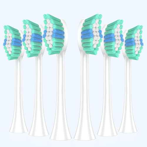 COSLUS Electric Toothbrush Replacement Heads: Compatible with C40 (DY-108Pro), 6 Pack with W-Shaped Design, White