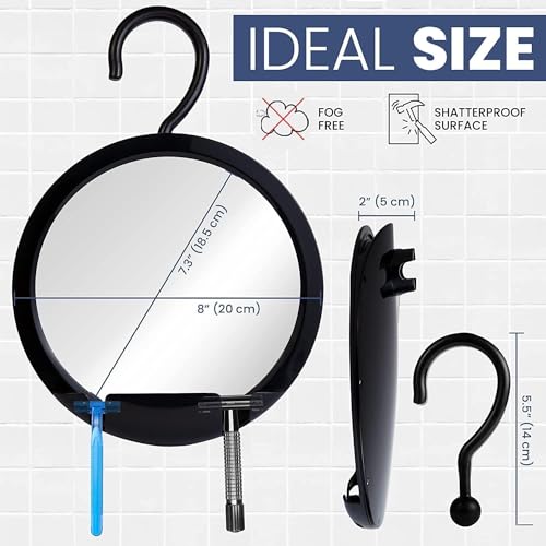 MIRRORVANA Dual Anti Fog Shower Mirror 8" - Fogless Shaving