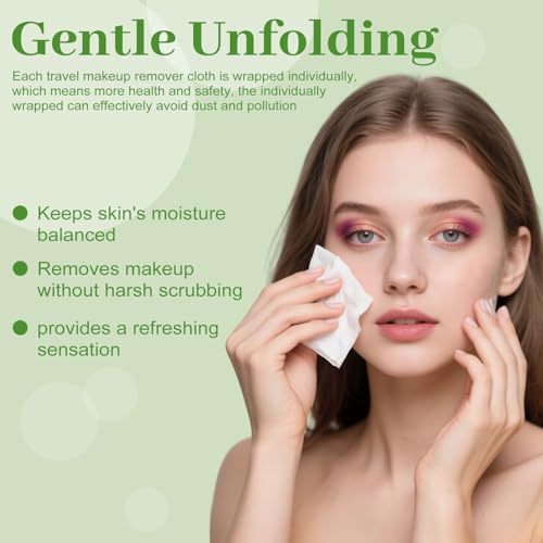 Travel Cucumber Scent Makeup Remover Wipes - Pack of 50 Individually Wrapped