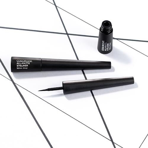 Colorbar All-Matte Eye Liner - Liquid Eyeliner with Innovative Applicator for Precision - Quick-Drying and High-Pigment - 001 Matte Black - 0.08 oz