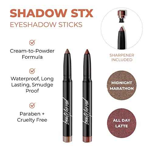 Beauty for Real 4-Play Boxed Eye Set, Burgundy - Includes Hi-Def Mascara (Just Black), I-Line 24/7 Eyeliner (Black Magic), and Shadow Stx Eyeshadow in Midnight Marathon & All Day Latte