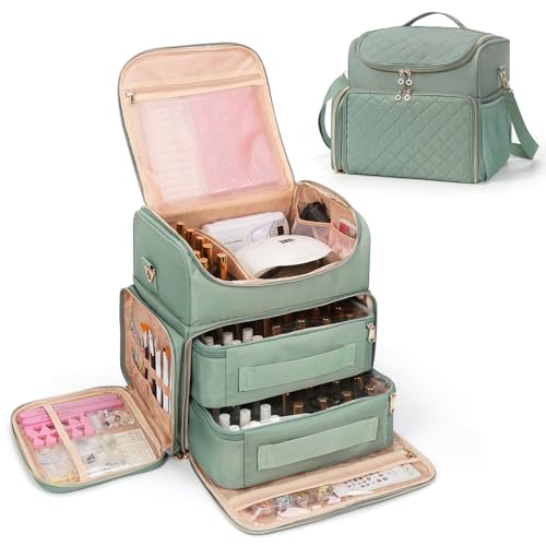 Extra Large Nail Polish Organizer Case - Holds 86+ Bottles & Lamp