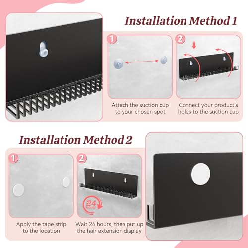 Stainless Steel Hair Extension Holder with Clips & Suction Cups