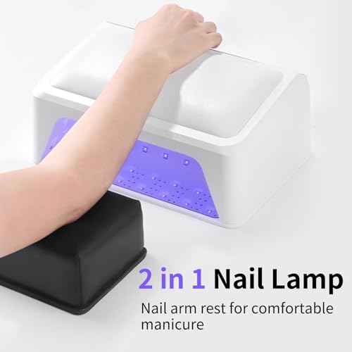 ZIZZON UV LED Nail Lamp with Arm Rest Pillow for Gel Polish 72W Power Nail Light Dryer with 4 Timers and Touch Screen Perfect for Salon or Home Use