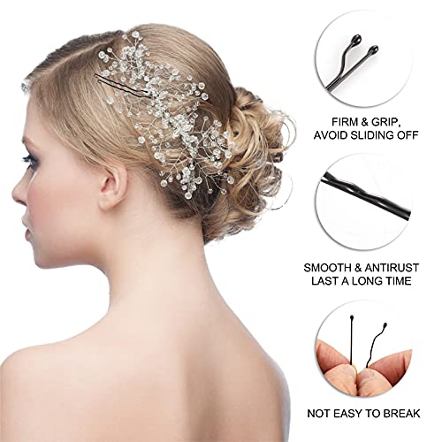 PURPLESKY 400 Pack Black No-Slip Bobby Pins with Case - Strong Hold Hair Accessories for All Hair Types, 2 Inch