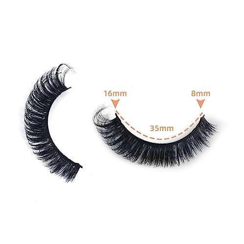 D Curl Faux Mink Lashes - 3 Pairs Russian Strip with Glue & Applicator