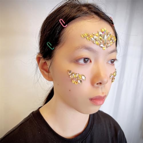 face gems silver gold halloween makeup face jewels body glitter rhinestone rave festival face body temporary tattoos felf-adhesive crystal sticker for music festivals bohemian