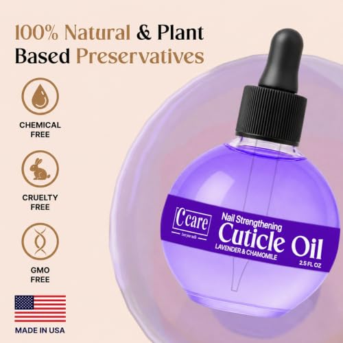 C CARE Lavender & Chamomile Cuticle Oil 2.5 oz - Nourishing Nail & Skin Moisturizer with Dropper & Brush