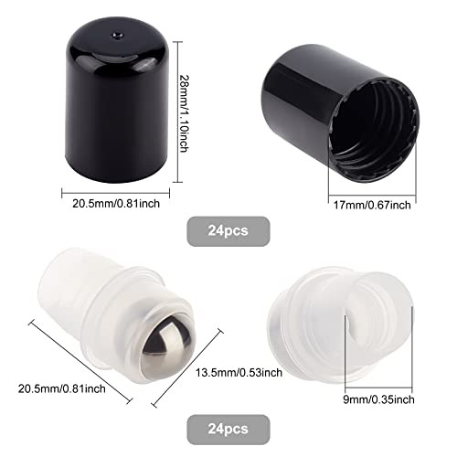 24-Pack Essential Oil Roller Inserts with Stainless Steel Balls