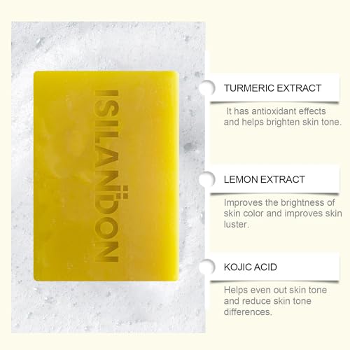 ISILANDON Natural Lemon Exfoliating Cleansing Soap Infused with Lemon Oil, Aloe Vera & Multiple Nourishing Oils