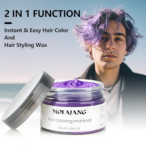 SOVONCARE Purple Hair Color Wax 4.23 oz - Temporary Hair Dye for Men & Women, Easy Washable Styling