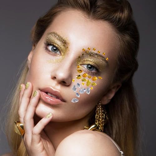 Gold Face Gems Rhinestone Stickers & Glitter Set
