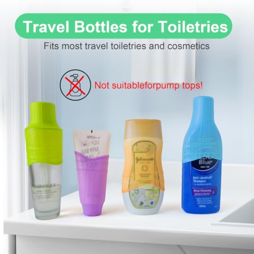 8 Pack Silicone Bottle Covers for Travel Leak-Proof & Elastic Fit