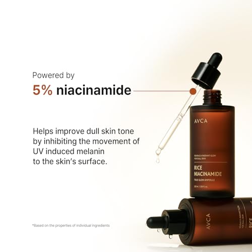 AVCA Rice + Niacinamide Serum - Radiance-Boosting Face Serum with Rice Extract, 5% Niacinamide, Lightweight Hydration, Helps Refine The Look of Texture & Oil, 100 mL (3.38 fl oz)