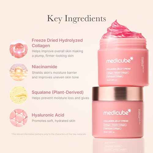 medicube Collagen Jelly Cream- Niacinamide & Freeze-Dried Hydrolyzed Collagen - Boosts skin's barrier hydration and gives 24h Glow & Lifted Look - Korean skincare (1.69 Fl Oz (Pack of 1))