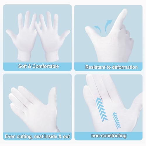 38-Pack White Cotton Gloves for Dry Hands, Eczema & SPA Moisturizing