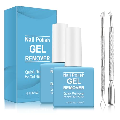 Magic Gel Nail Polish Remover Set (2 Pack) with Cuticle Pusher & Scraper