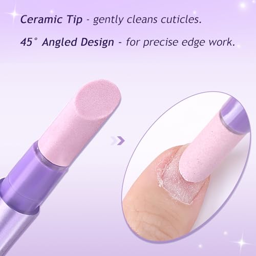 2-in-1 Ceramic Cuticle Oil Pusher Pens - Nail Care Repair Set, 5 Pack