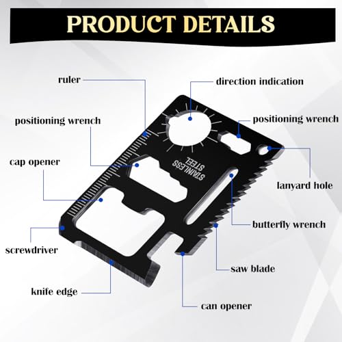 6 Sets Christmas Gifts Baby Shower Game Prizes for Men Include Black Kraft Paper Gift Bags Manicure Kit Tools Socks Pens 11-in-1 Survival Card Tool for Men Husband Father(Black)