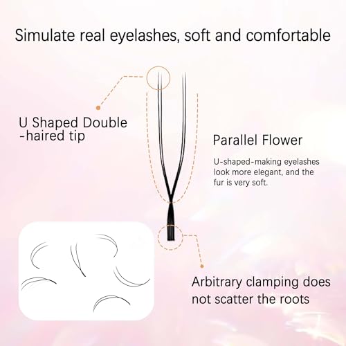 CoMango U Lash Extensions Premade Fans U Shape Eyelash Extension 2D UU Lash Fan Double Tips D Curly U Type Volume Lashes Fan 0.07mm Natural Eyelash Extensions Salon Supplies(black,UU-0.07-D-8-15mm)
