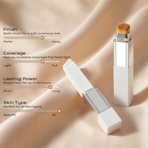 Color Changing Foundation Stick with Brush - Hydrating Makeup for Dark Skin