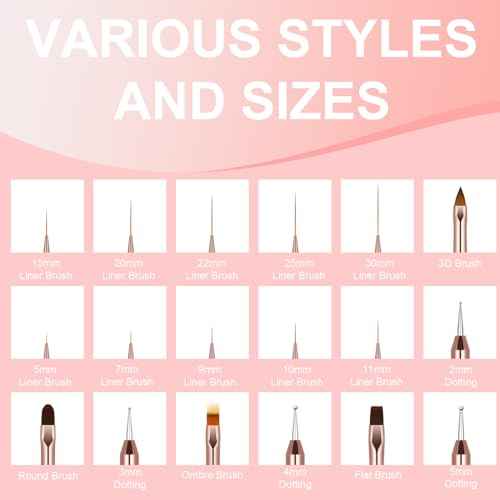 Nail Art Brush Set, 9PCS Double-Ended Acrylic Liner Brush Dotting Pen for Gel Polish, Nail Design Tools for Professional Manicure DIY Home Salon